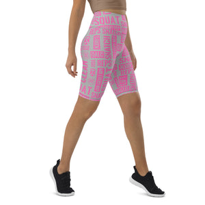 Gray/Pink Acronyms Biker Shorts