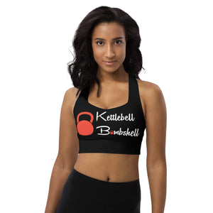 Black Kettlebell Bombshell Longline Sports Bra
