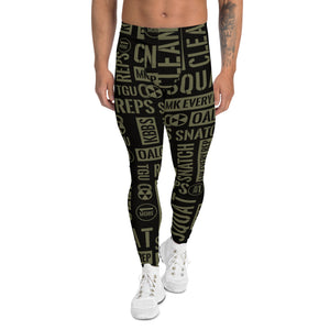 Black/Military Green Acronyms Men's Leggings