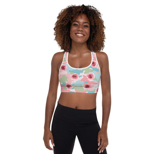 Roses And Camouflage Sports Bra