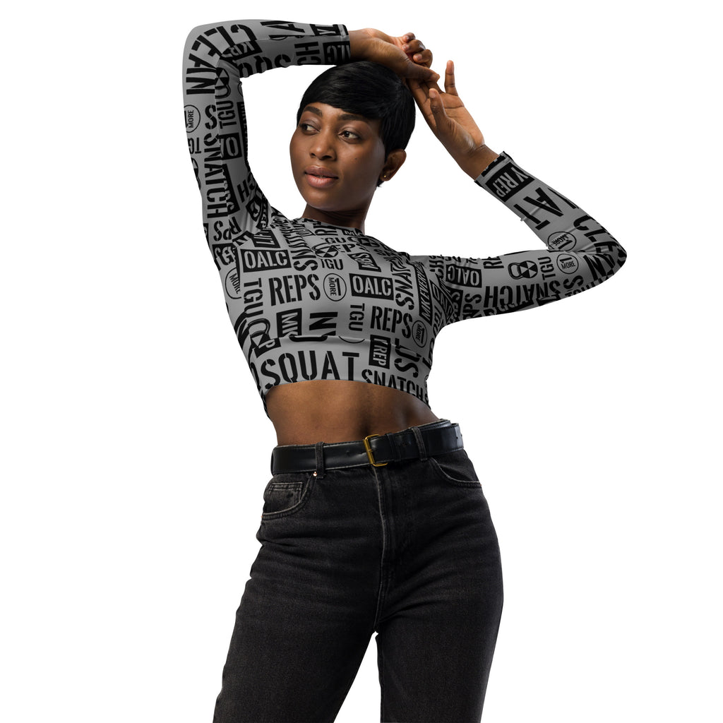 Gray Acronyms Recycled long-sleeve crop top
