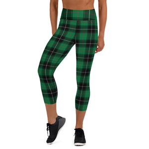 Green Plaid Capri Leggings