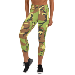 Lemon,Lime And Chocolate Camouflage Capri Leggings