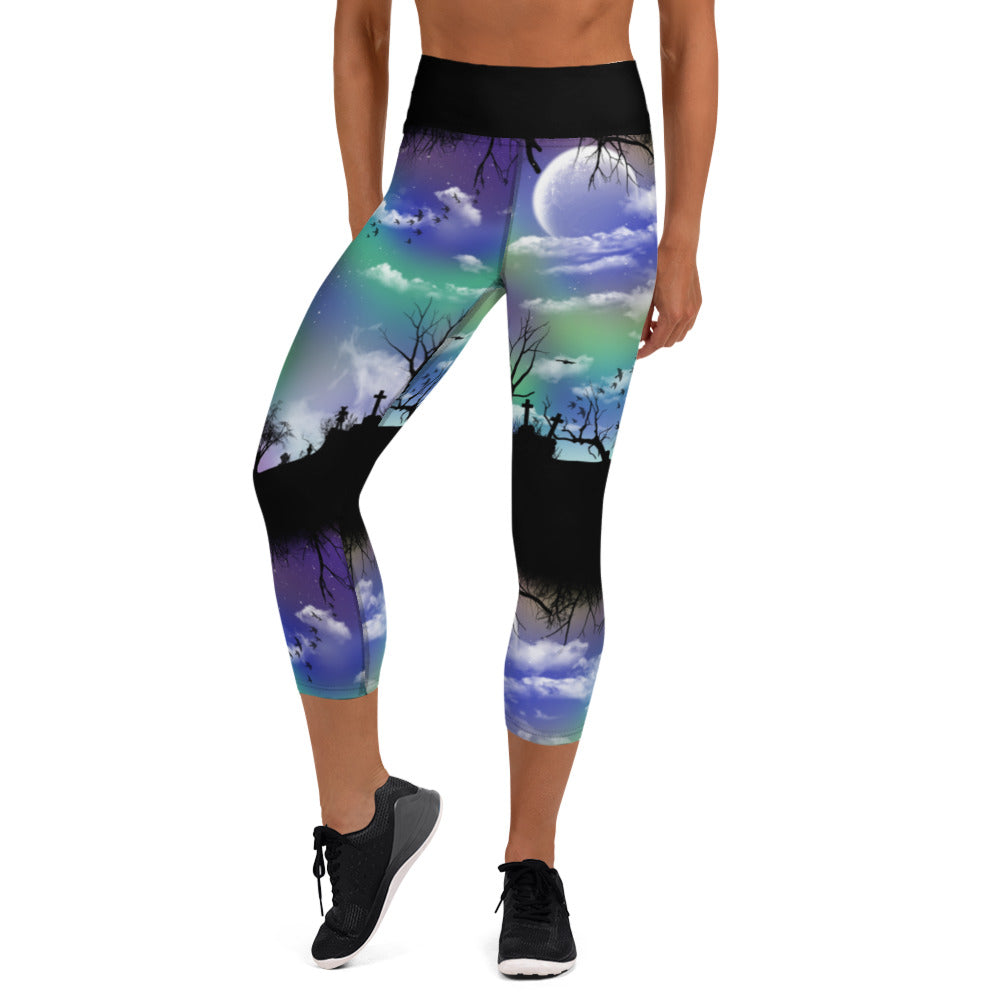 Full Moon Cemetery Capri Leggings