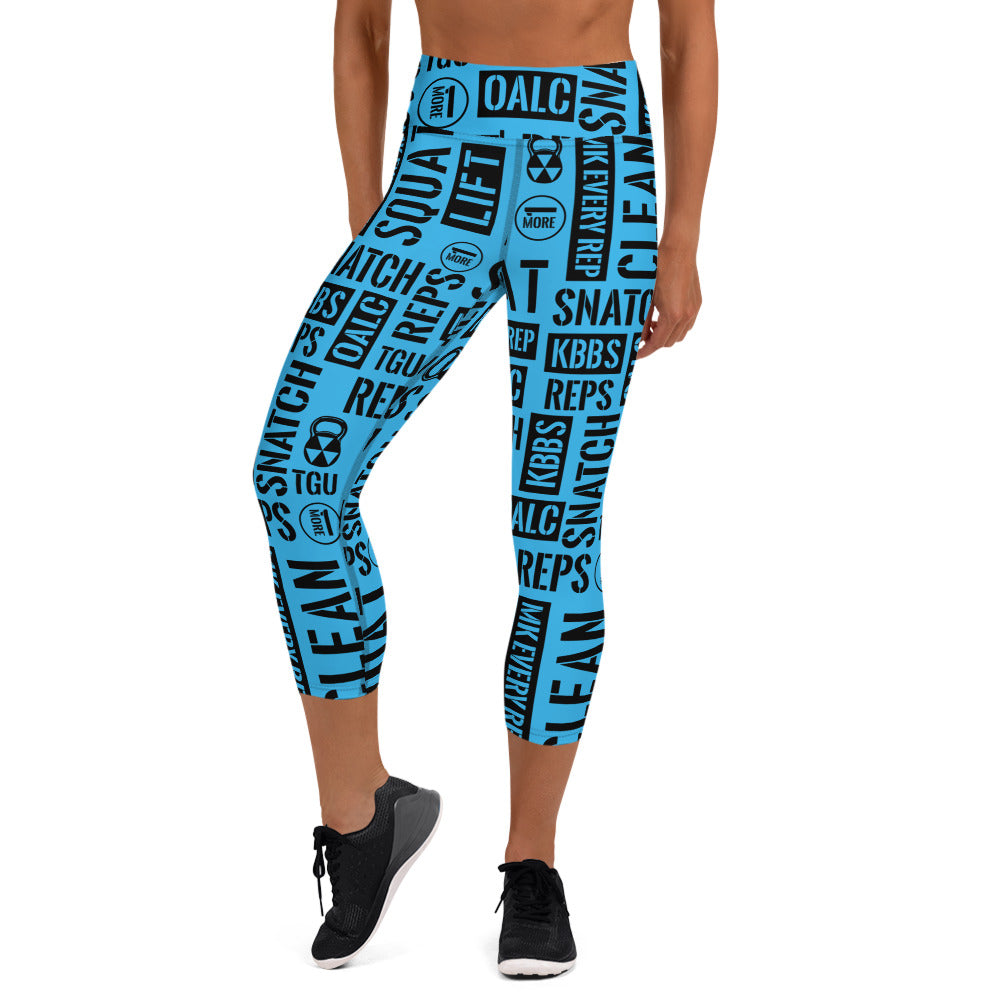 Sky Blue Acronyms Capri Leggings