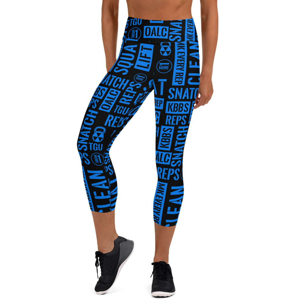 Black/Blue Acronyms Capri Leggings