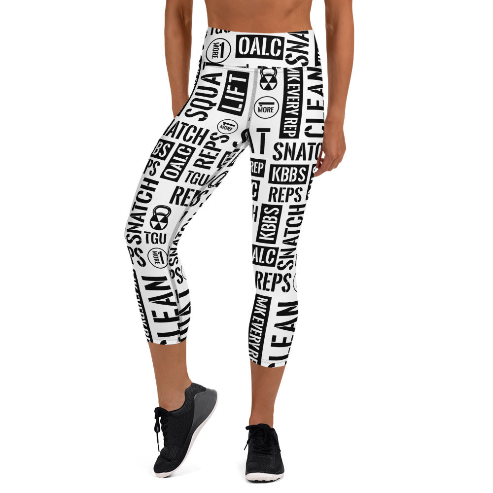 White Acronyms Capri Leggings