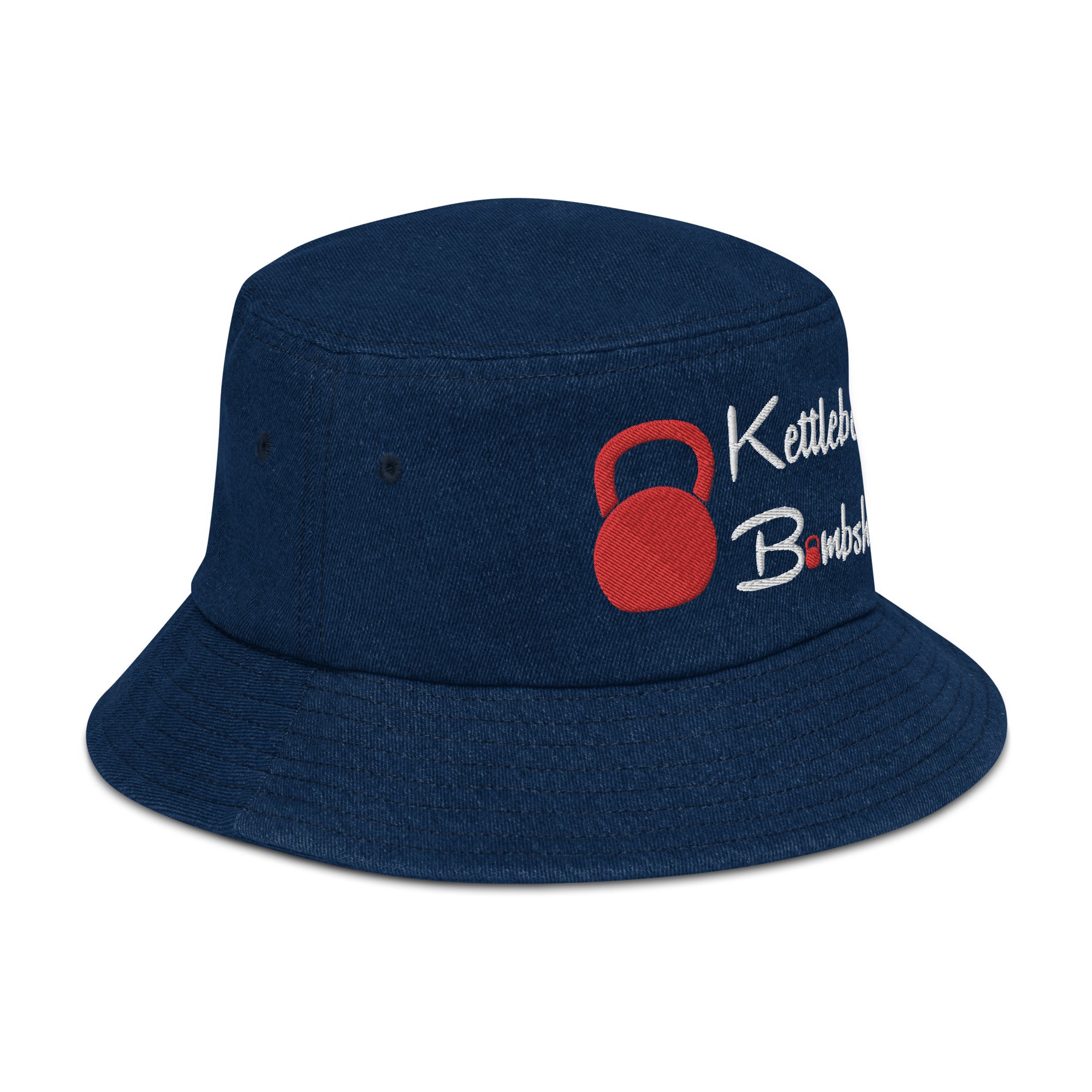 Kettlebell Bombshell Denim Bucket Hat