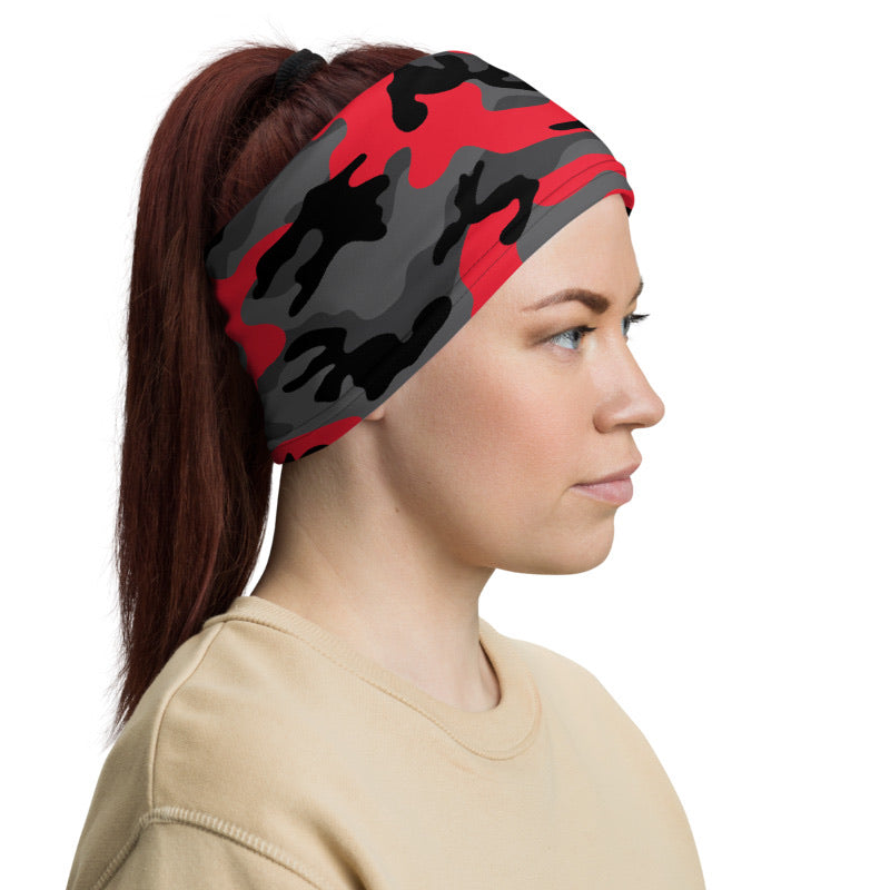 Red And Black Camouflage Neck Gaiter