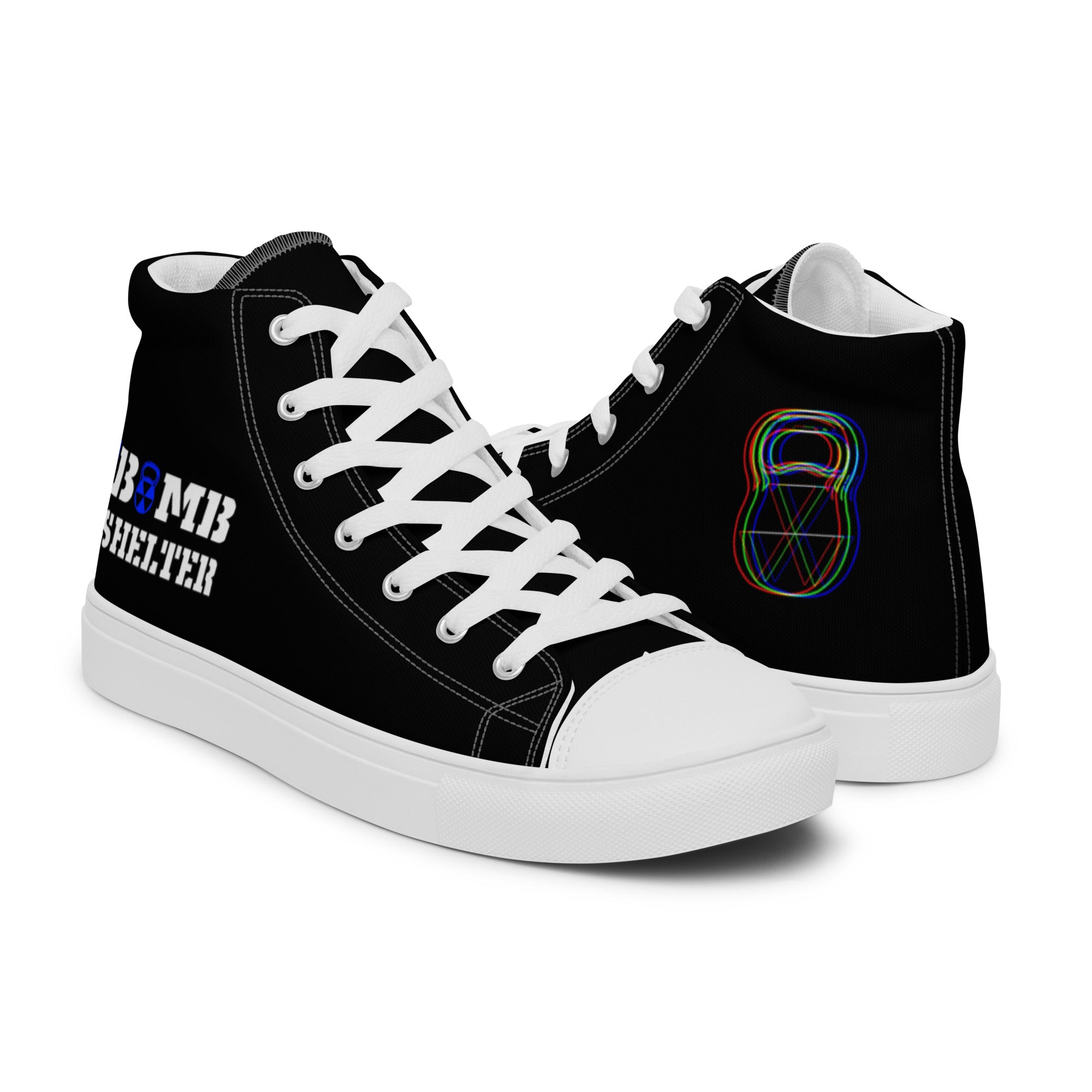 Men’s Black And Blue Bomb Shelter high top canvas shoes