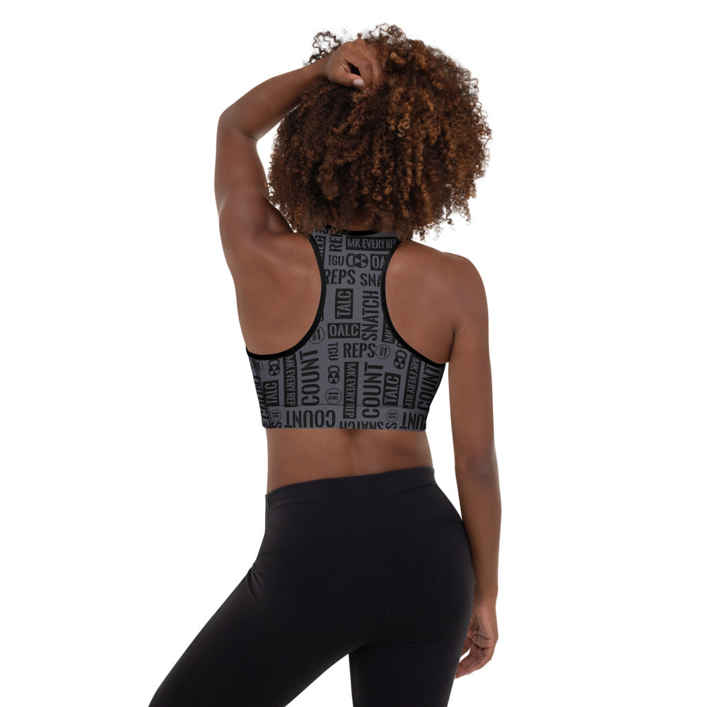 Charcoal Acronyms Padded  Bra top
