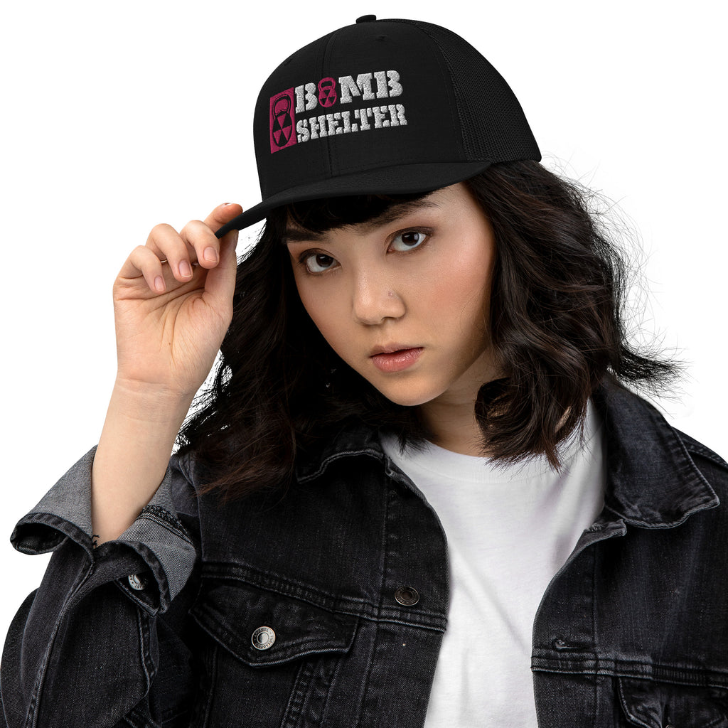 Hot Pink And White Bomb Shelter Trucker Cap