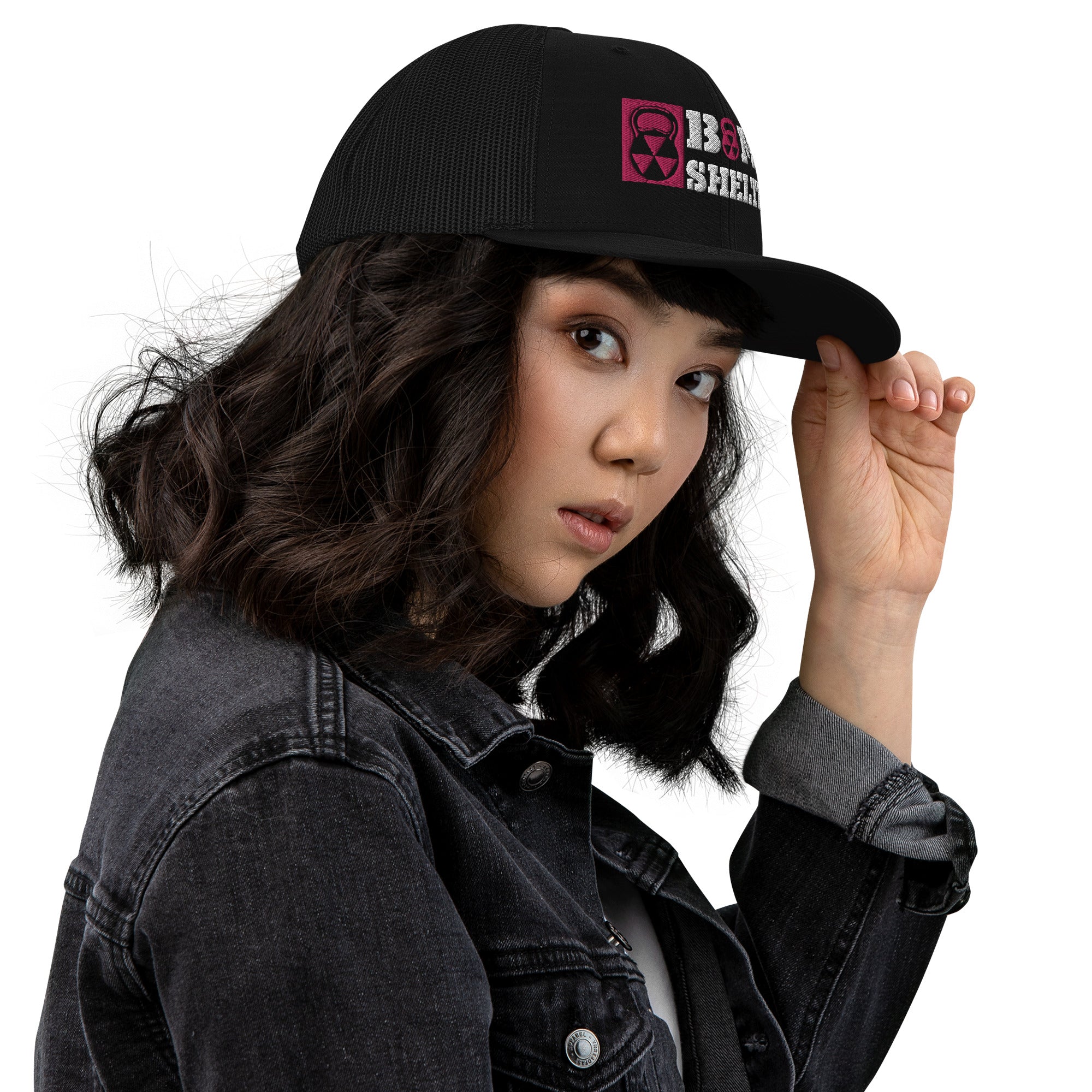 Hot Pink And White Bomb Shelter Trucker Cap