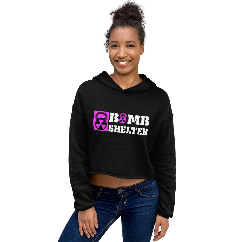 Pink/White Bomb Shelter Crop Hoodie