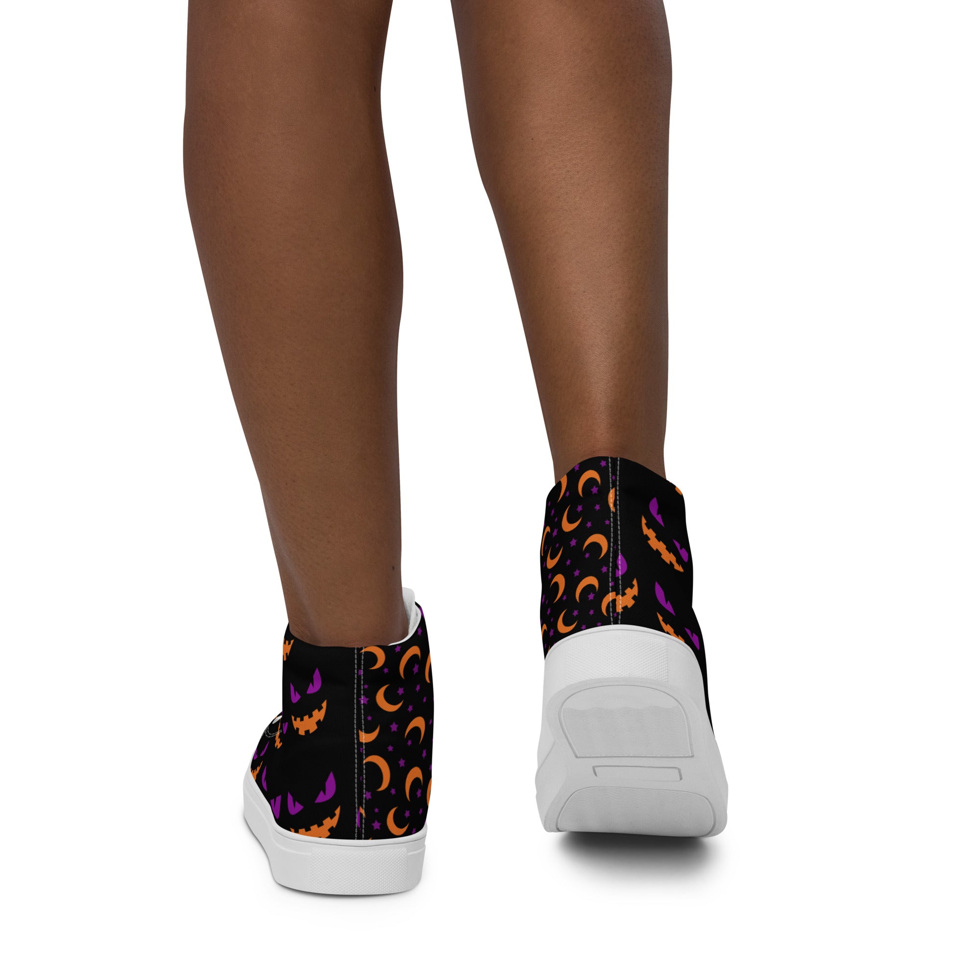 Pumpkin Faces ,Moons and Stars Women’s high top canvas shoes