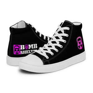 Black/Pink Bomb Shelter Women’s high top canvas shoes