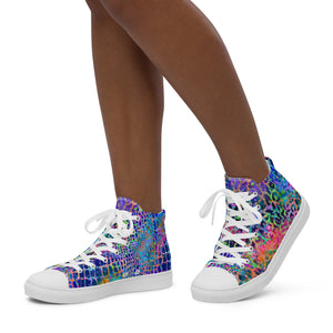 Watercolor Animal Print Women’s high top canvas shoes